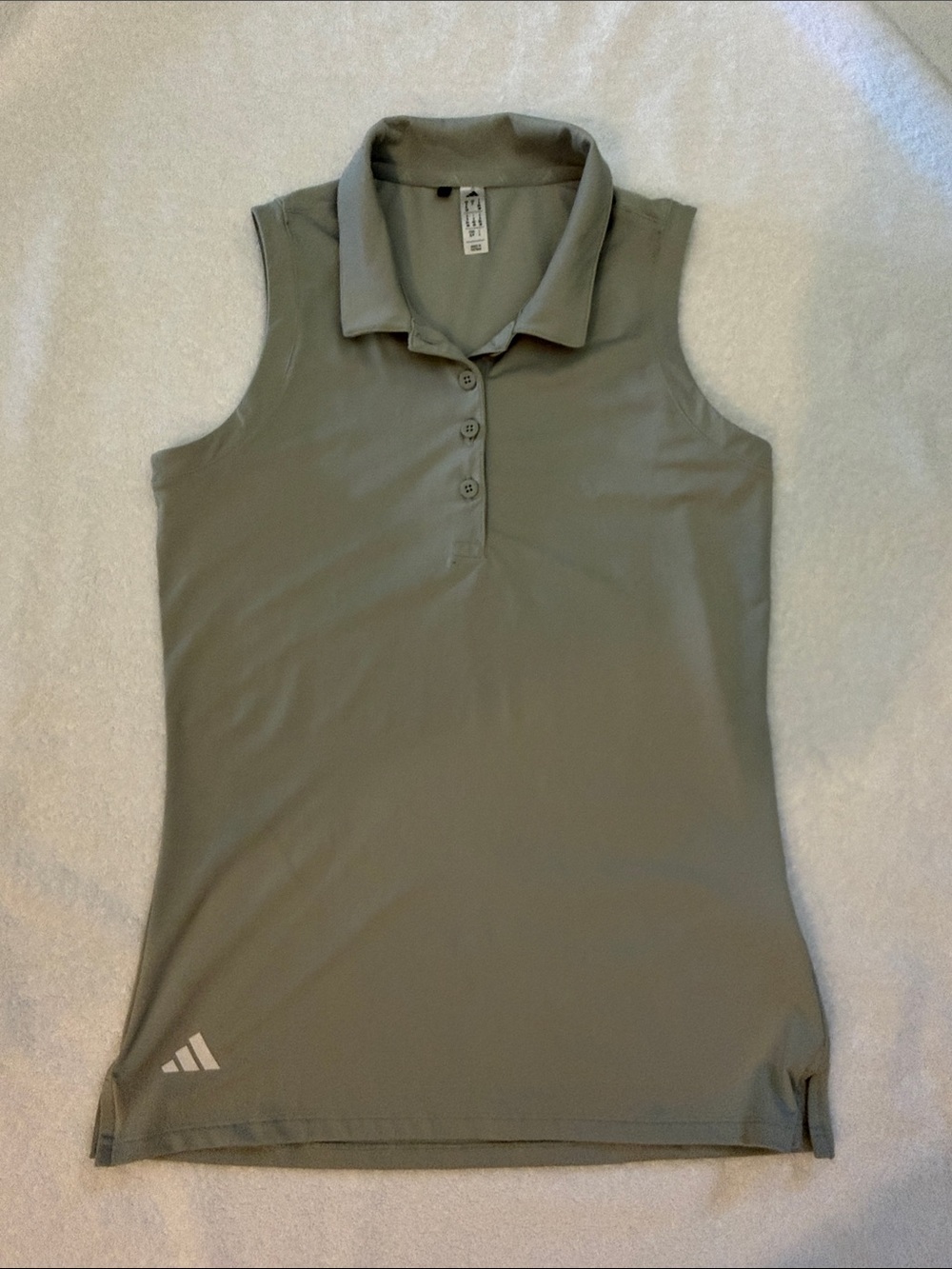 adidas Olive Sleeveless Polo Tank with Button Placket
